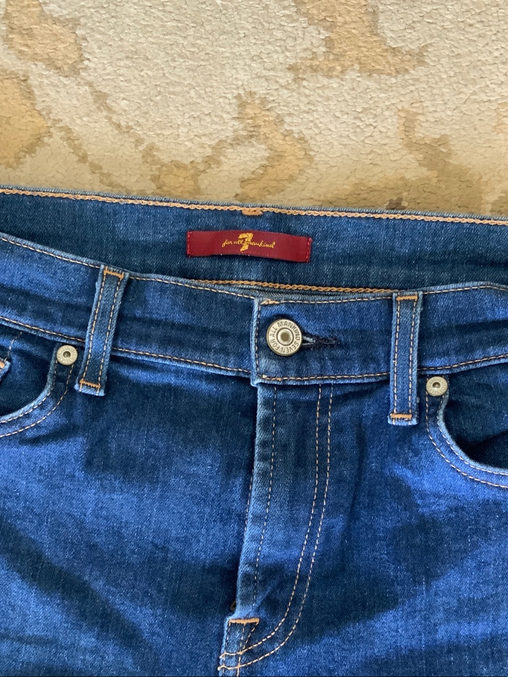7 For All Mankind Deep Indigo Slim Straight Jeans - Picture 3 of 8